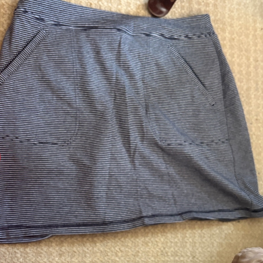 Talbots Navy Striped A-Line Skirt